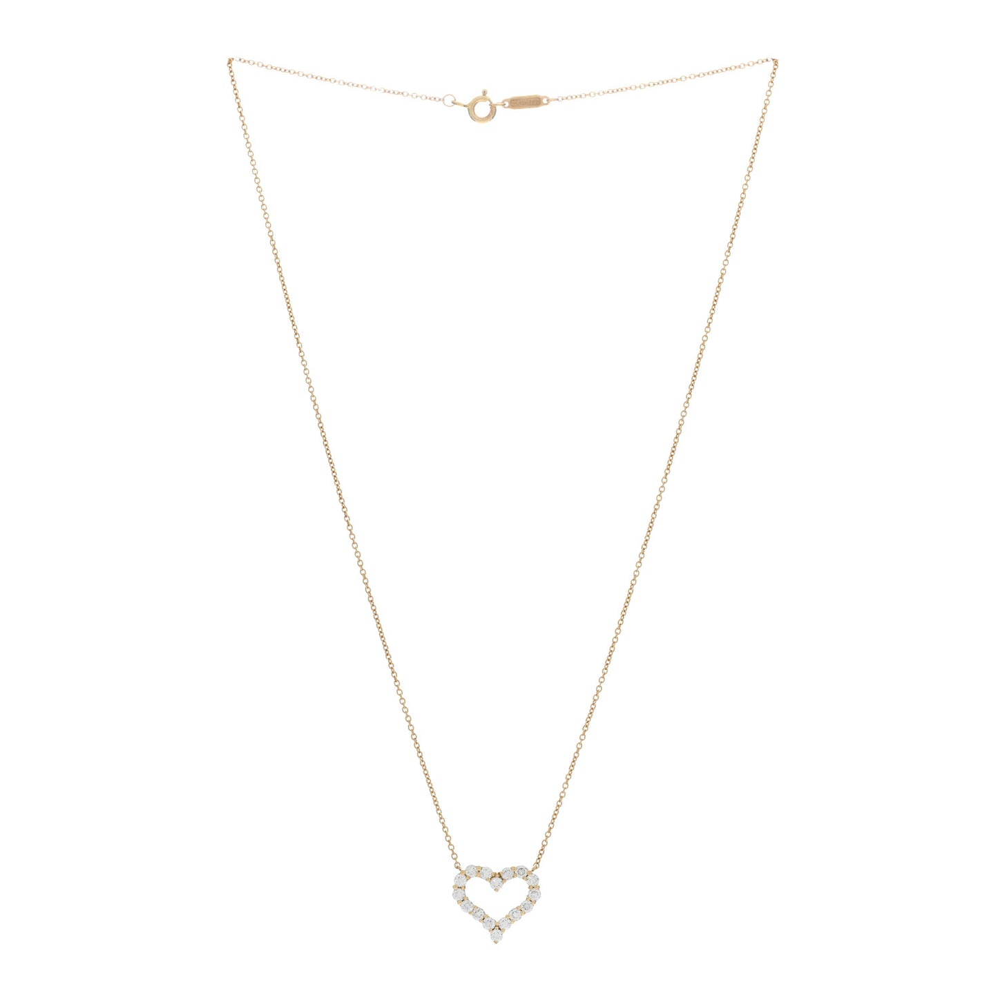 18K Yellow Gold Diamond Small Heart Pendant Necklace