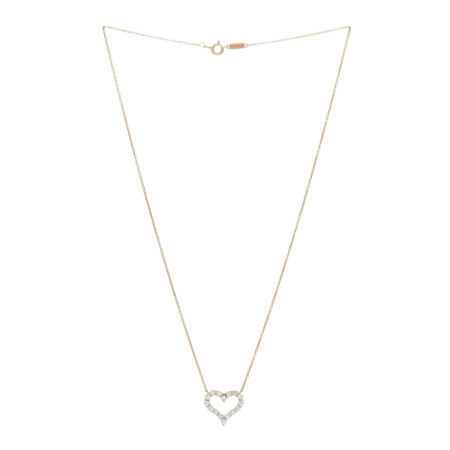 Tiffany 18K Yellow Gold Diamond Small Heart Pendant Necklace 2 of 4