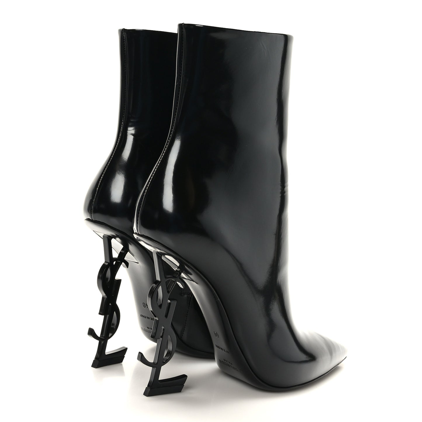 Glazed Calfskin Opyum Ankle Boots 40 Black
