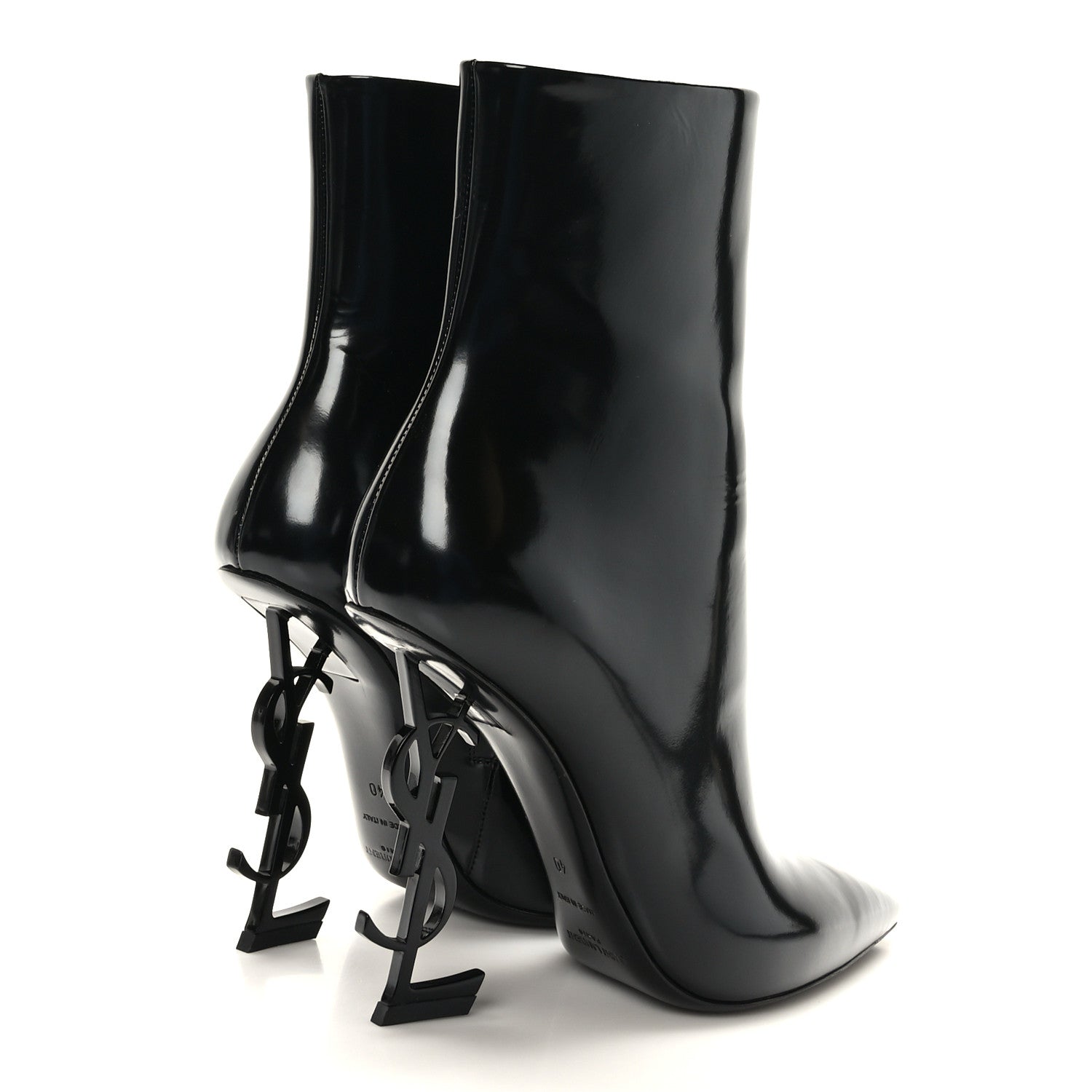 Saint Laurent Glazed Calfskin Opyum Ankle Boots 40 Black 4 of 8