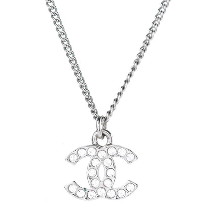 Chanel Crystal Timeless CC Necklace Silver 4 of 5