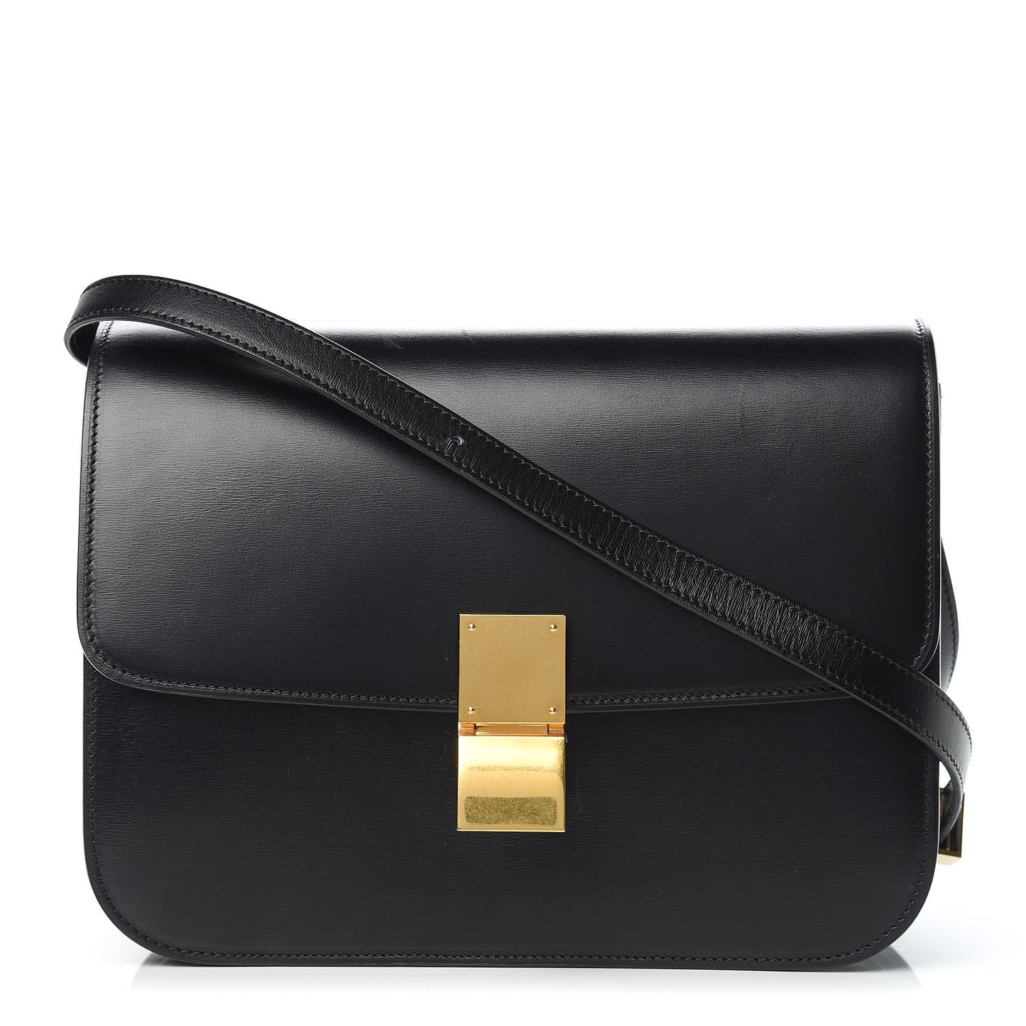 Box Calfskin Medium Classic Box Flap Bag Black