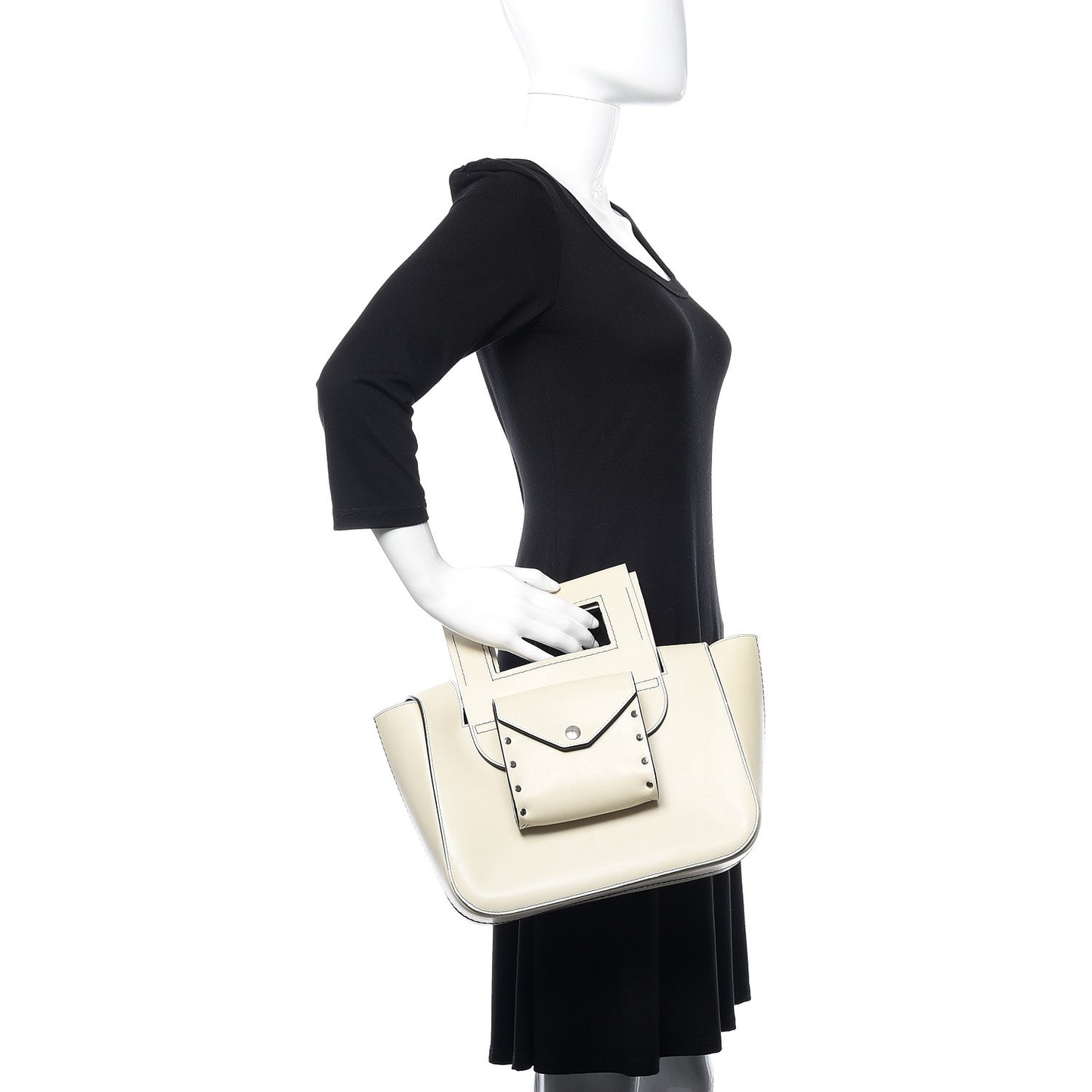 Natural Calfskin Small Square With Pocket White