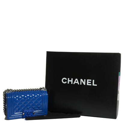 Chanel Patent Calfskin Small Boy Flap Plexiglass Bright Blue 5 of 9