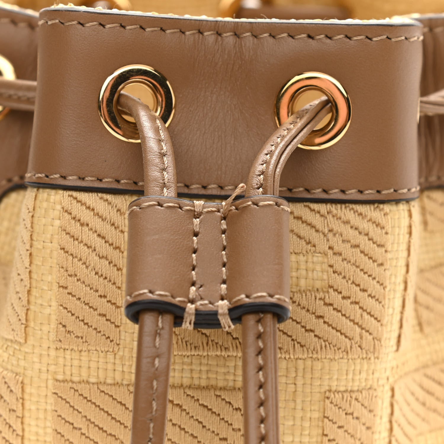 Fendi Raffia Vitello King Lucido F is Fendi FF Embroidered Mini Mon Tresor Bucket Bag Grano Sand 13 of 13