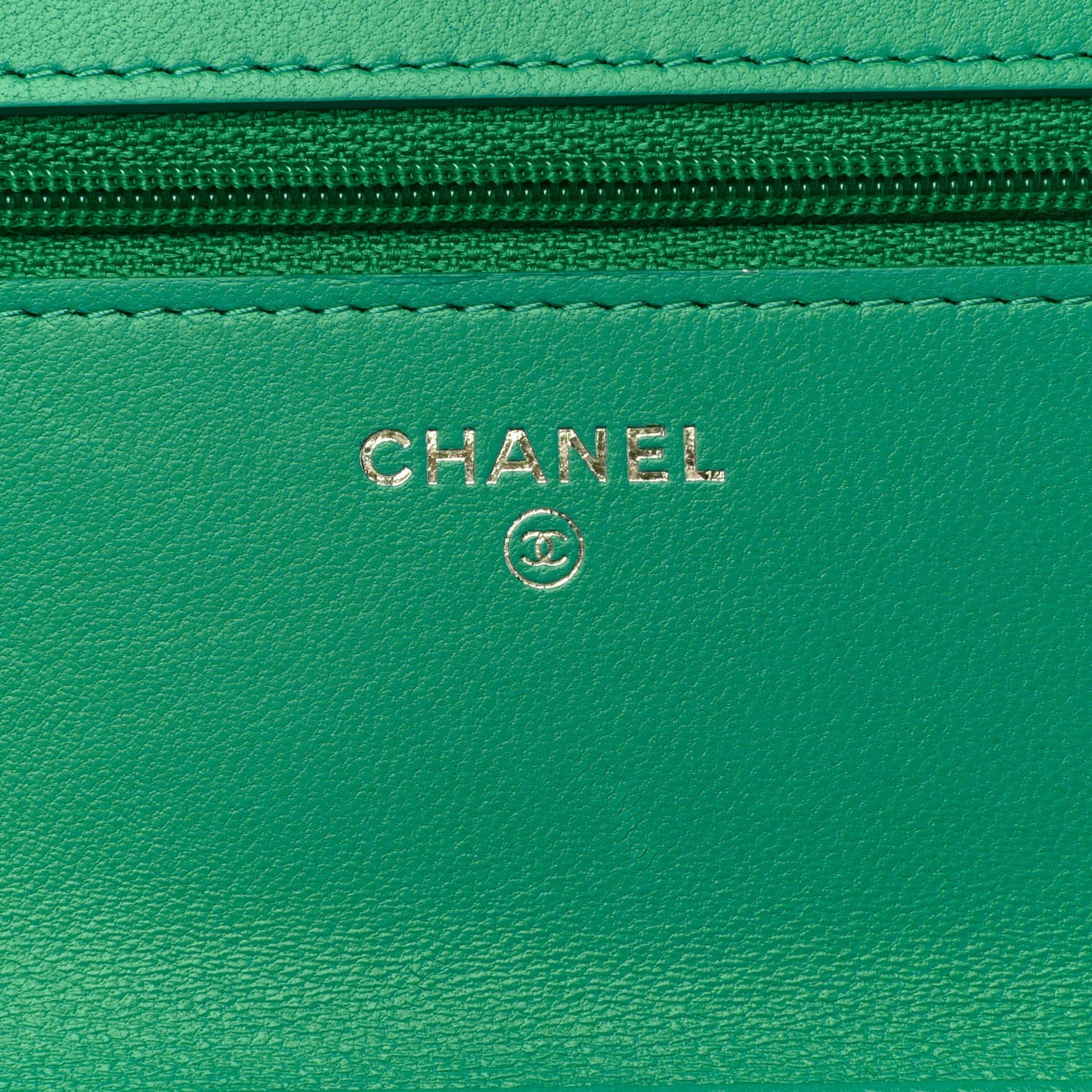Lambskin Quilted Wallet On Chain WOC Green