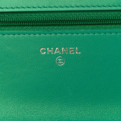 Chanel Lambskin Quilted Wallet On Chain WOC Green 6 of 13