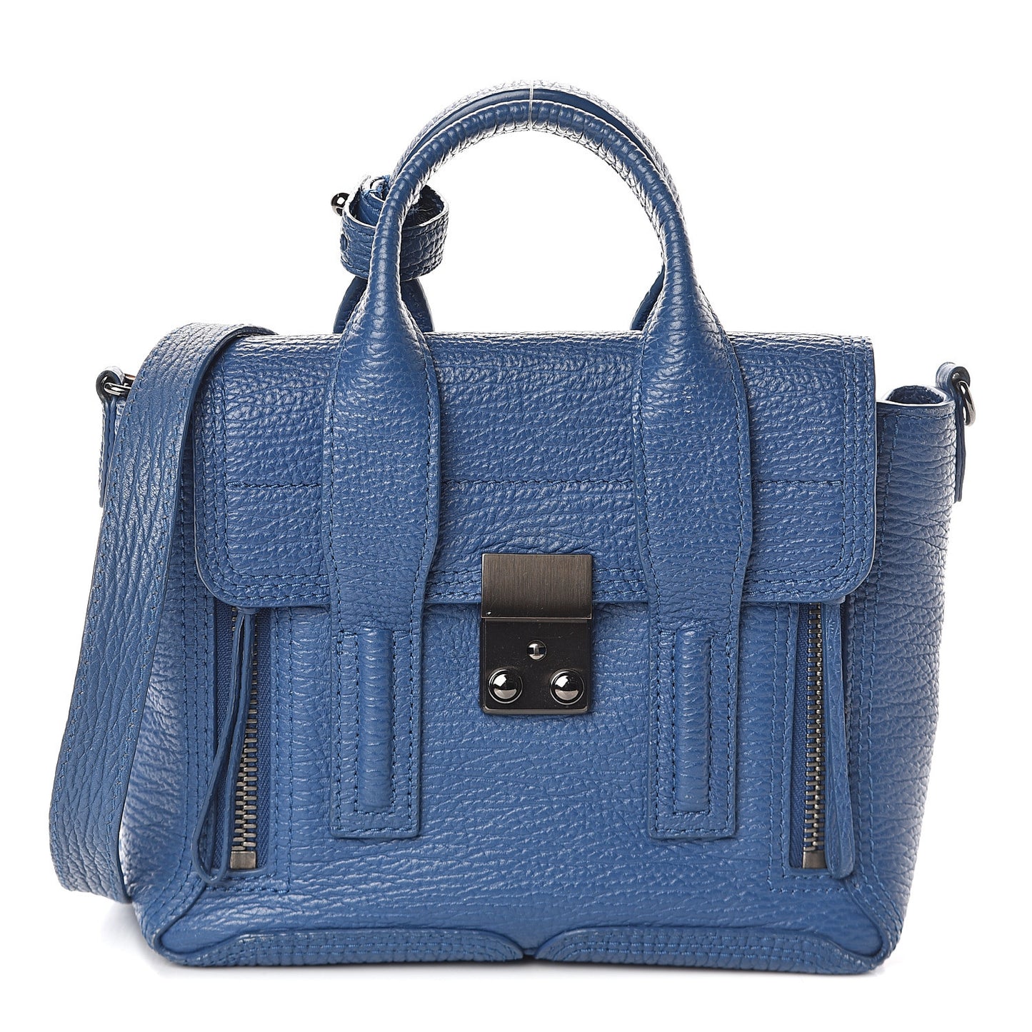 3.1 Textured Calfskin Mini Pashli Satchel Cerulean