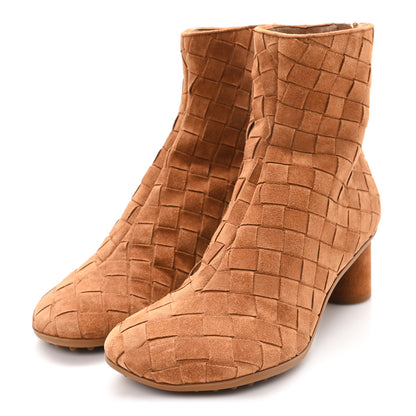 Bottega Veneta Suede Intrecciato Atomic Mid Heel Ankle 40 Caramel 4 of 8