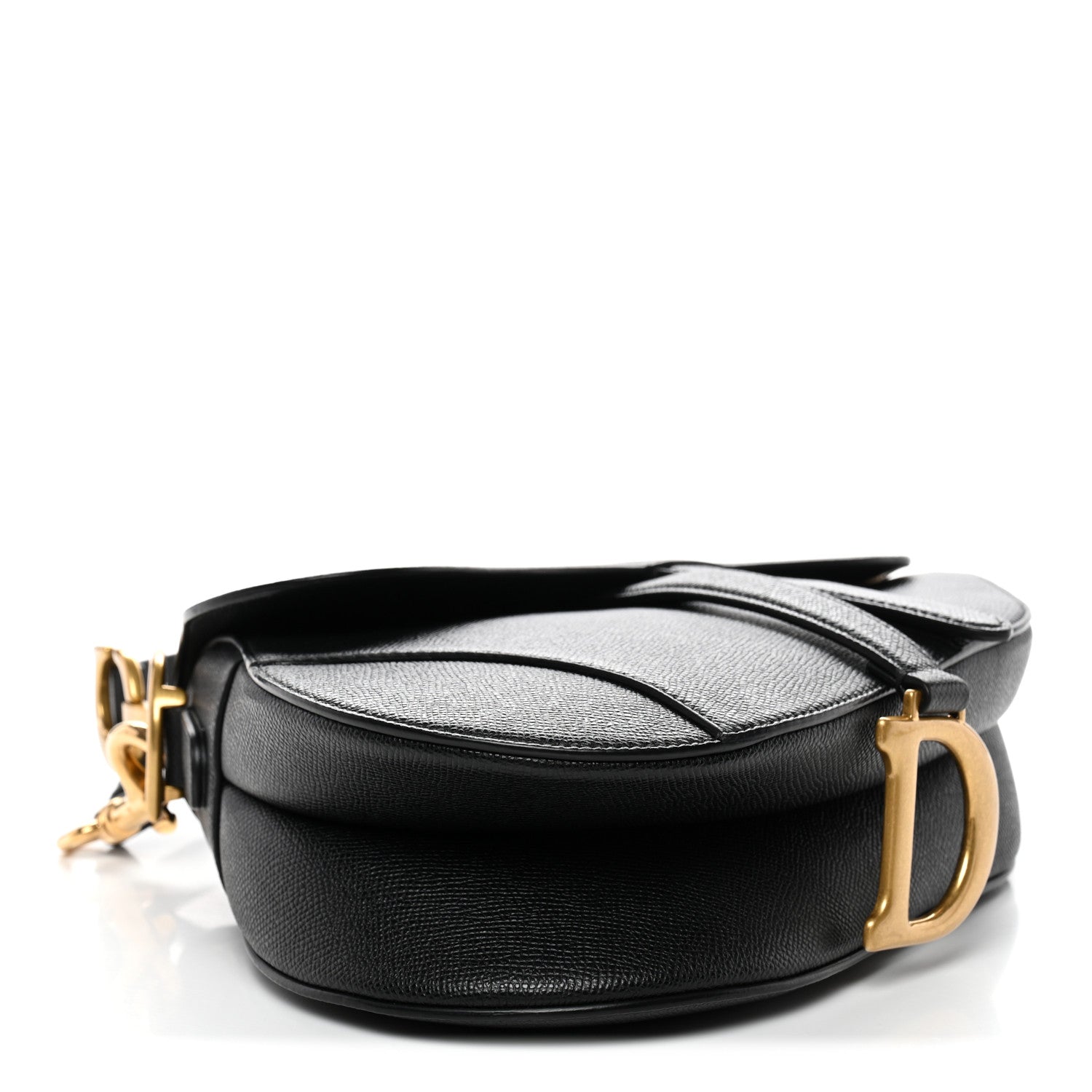 Christian Dior Grained Calfskin Saddle Bag With Strap Black 4 of 10