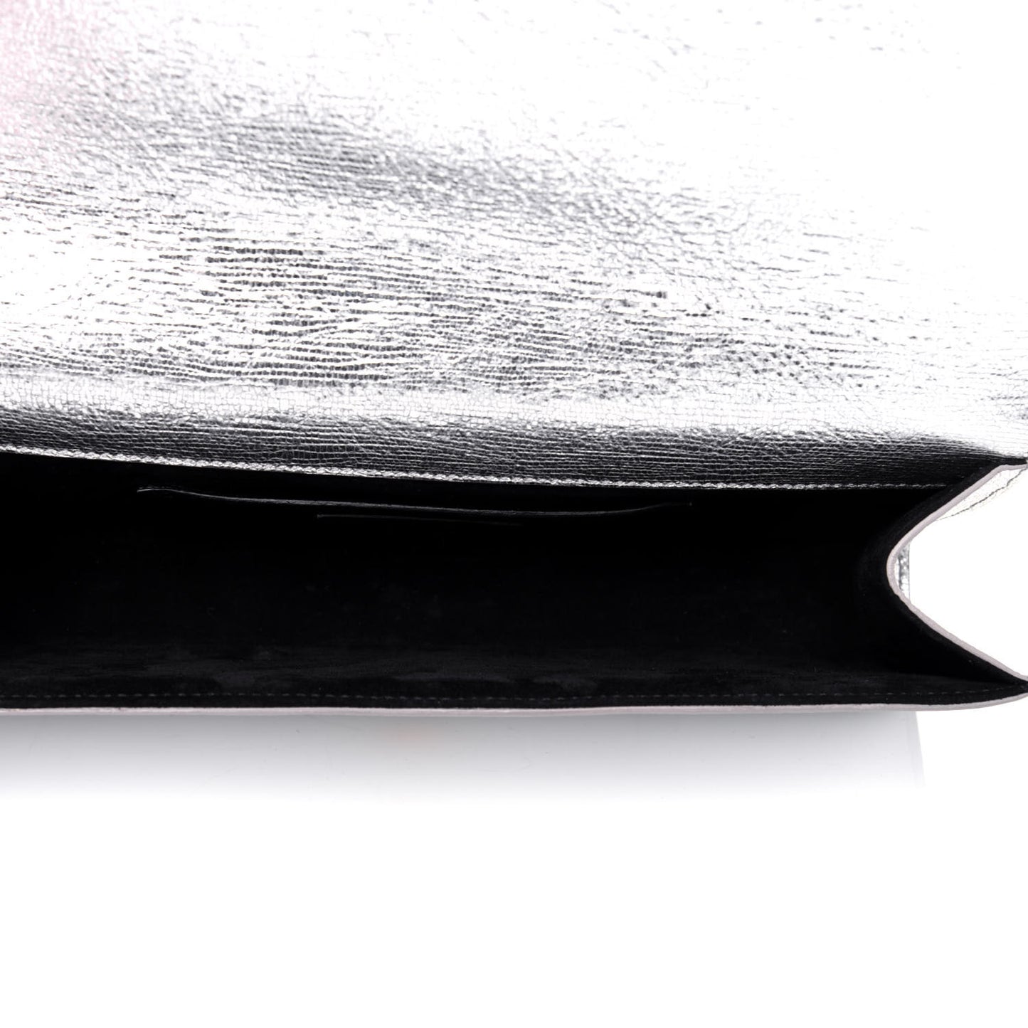 Textured Metallic Calfskin Classic Monogram Cassandre Clutch Silver