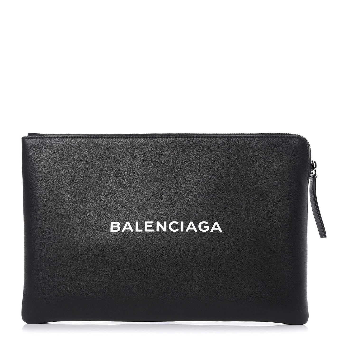 Smooth Calfskin Logo Large Everyday Shopping Pouch Black