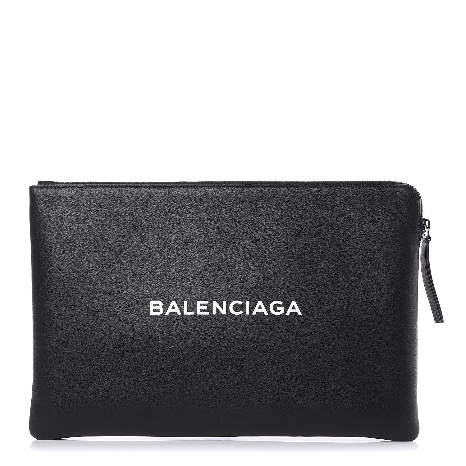 Balenciaga Smooth Calfskin Logo Large Everyday Shopping Pouch Black 1 of 8
