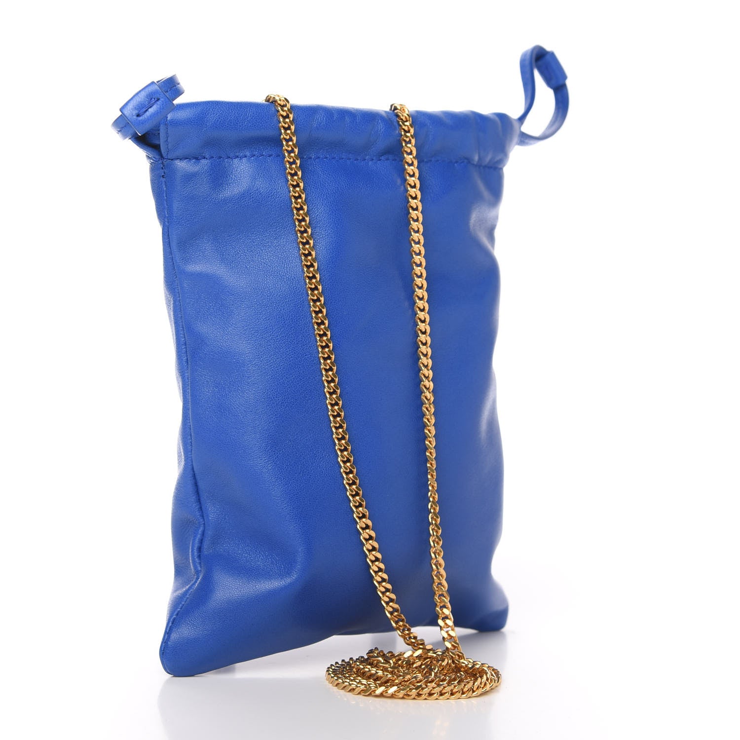 Saint Laurent Lambskin Paris Drawstring Pouch Bleu Majorelle 3 of 11