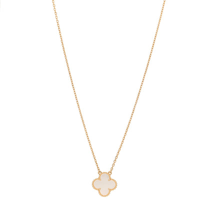 Van Cleef & Arpels 18K Yellow Gold Mother of Pearl Vintage Alhambra Pendant Necklace 1 of 7