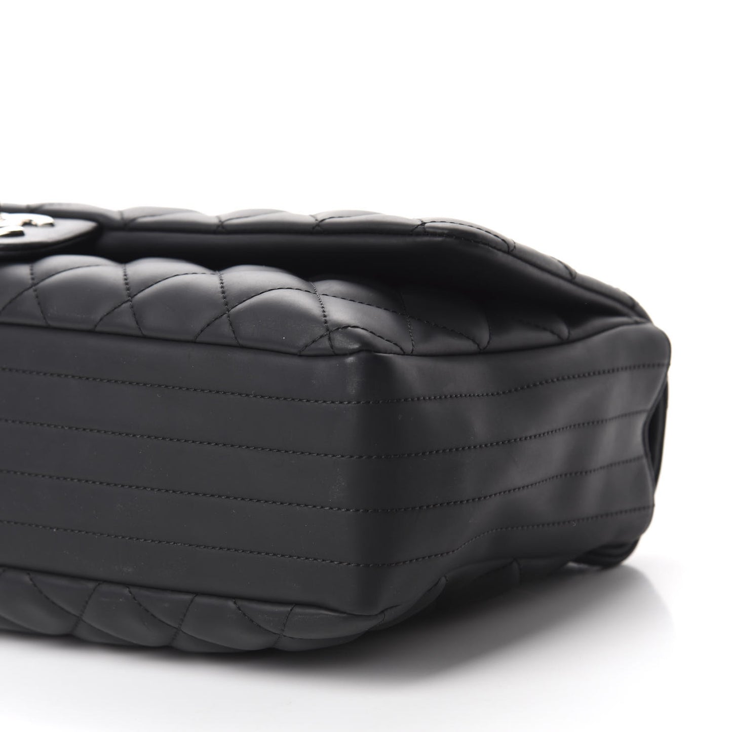 Rubber Quilted Lambskin Maxi Coco Rain Flap Black