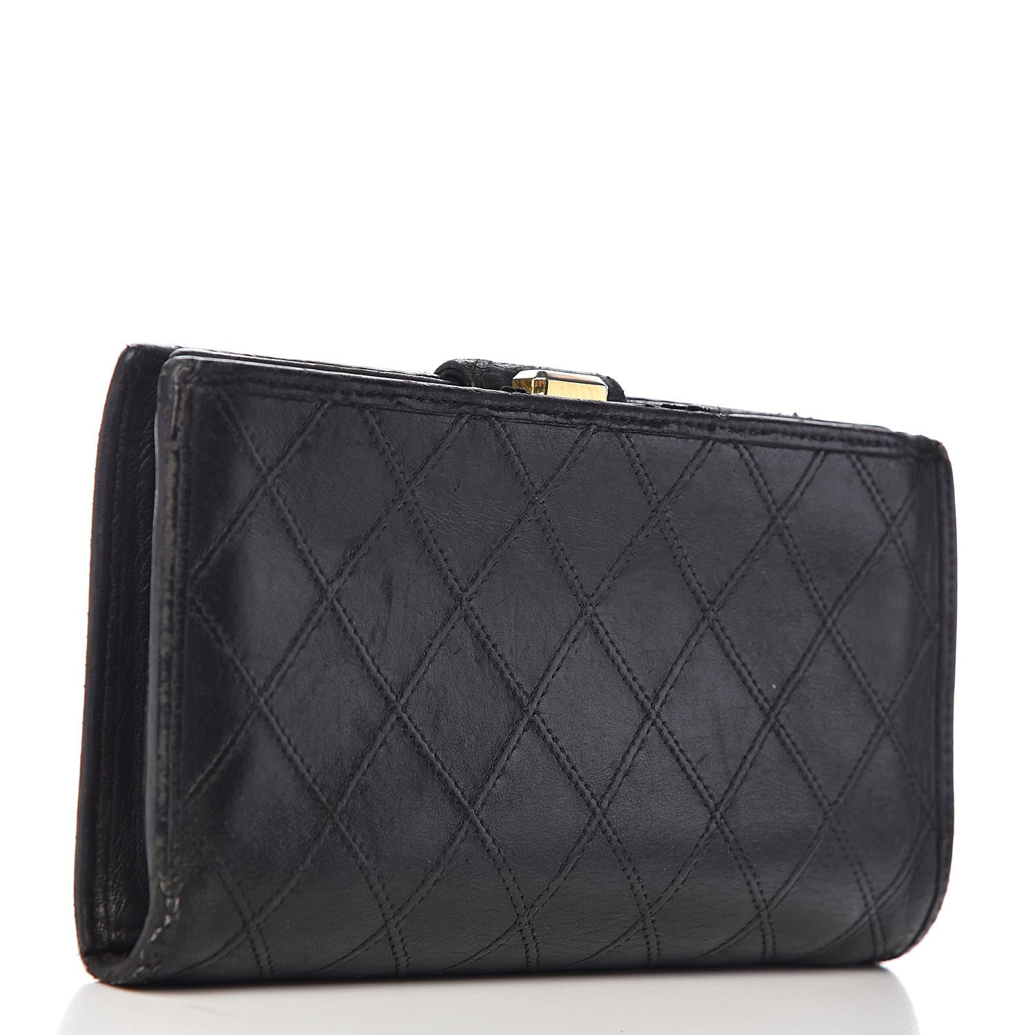 Chanel Lambskin Diamond Stitched French Wallet Black 3 of 19