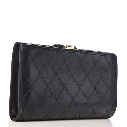 Chanel Lambskin Diamond Stitched French Wallet Black 3 of 19