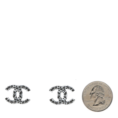 Chanel CC Earrings Ruthenium White Silver 2 of 5