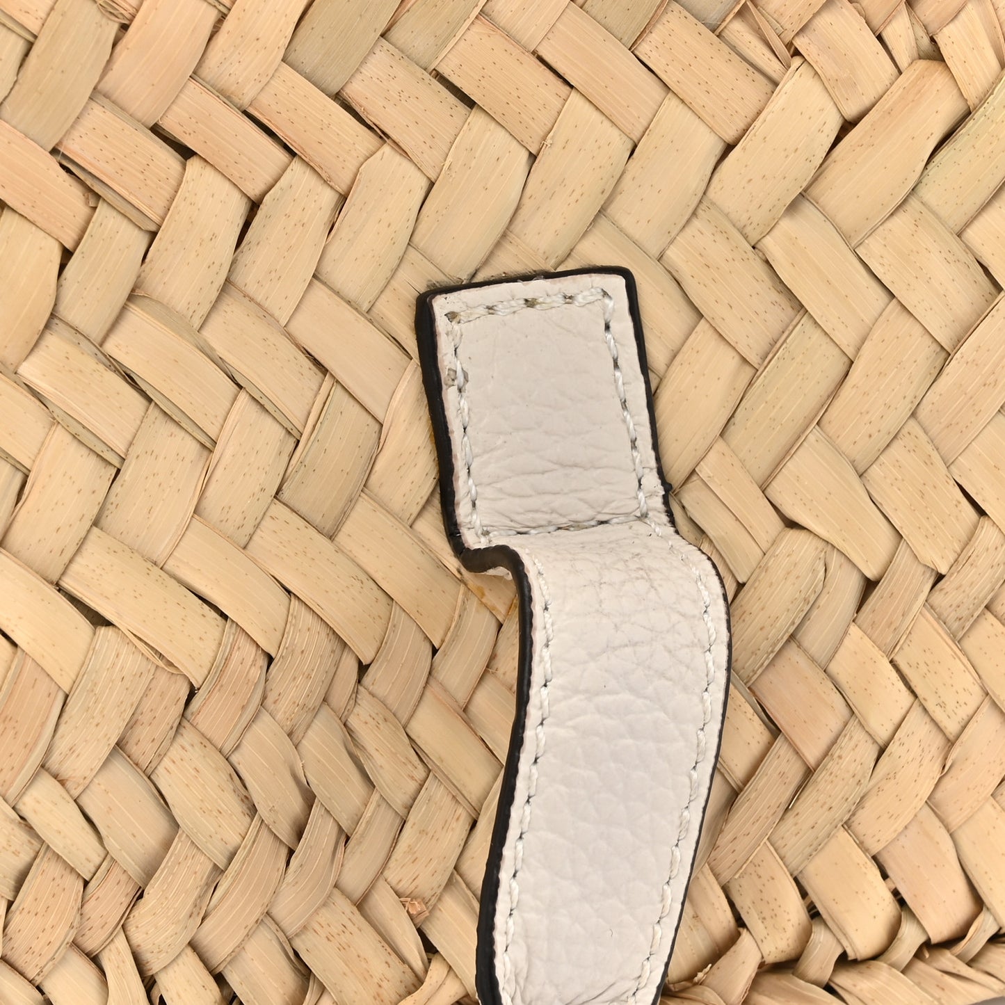 Raffia Calfskin Marcie Basket White