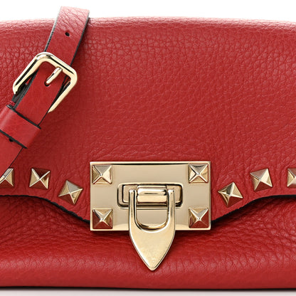 Valentino Garavani Pebbled Calfskin Mini Rockstud Crossbody Bag Rosso Valentino 7 of 9