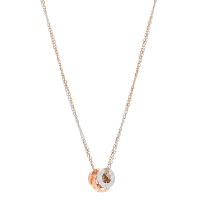 Cartier 18K White Pink Gold Diamond Three Ring LOVE Pendant Necklace 1 of 6