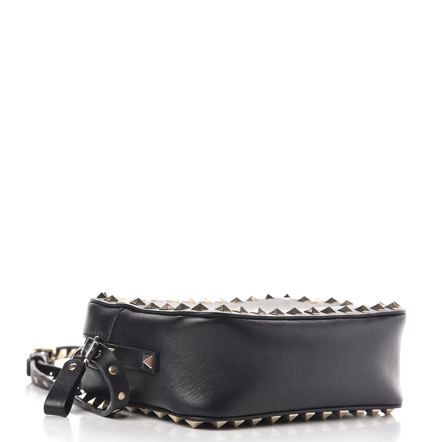 Calfskin Rockstud Camera Crossbody Bag Black