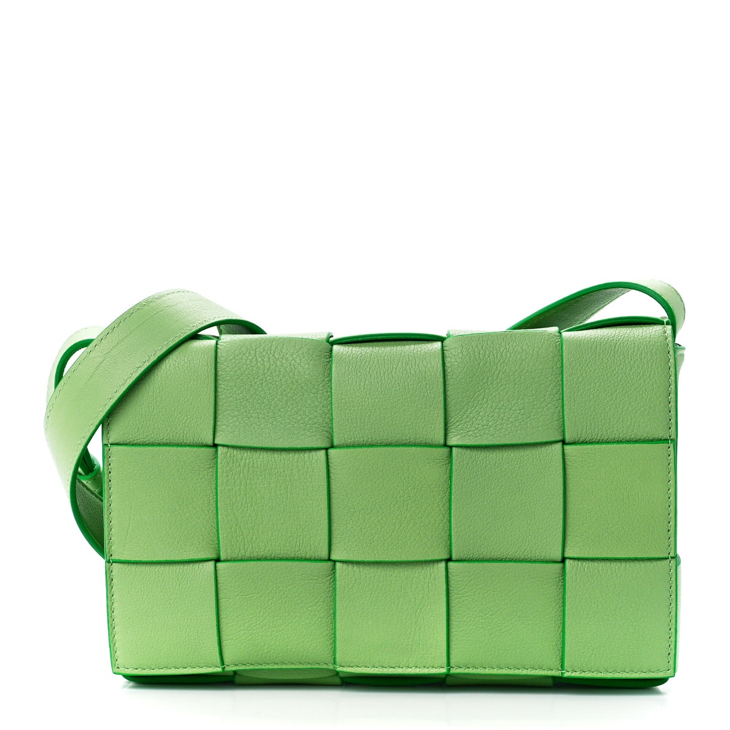 Grained Calfskin Maxi Intrecciato Cassette Crossbody Bag Pistachio