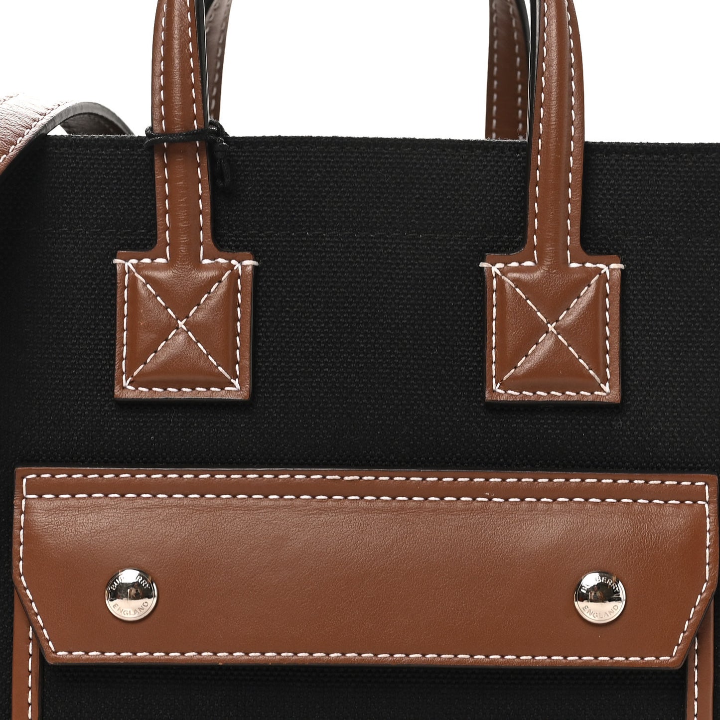 Canvas Smooth Calfskin Mini Two Tone Freya Tote Black Tan