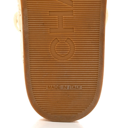 Chanel Cord Lambskin Quilted Logo Sandals 37 White 8 of 8