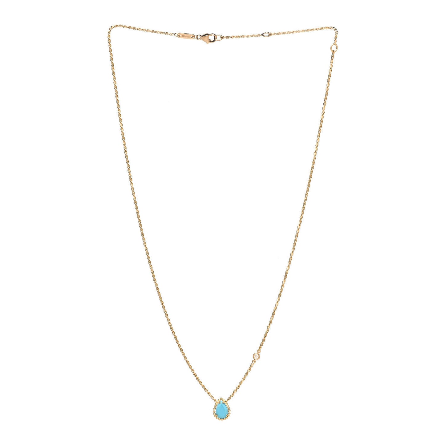 18K Yellow Gold Diamond Turquoise XS Serpent Boheme Necklace