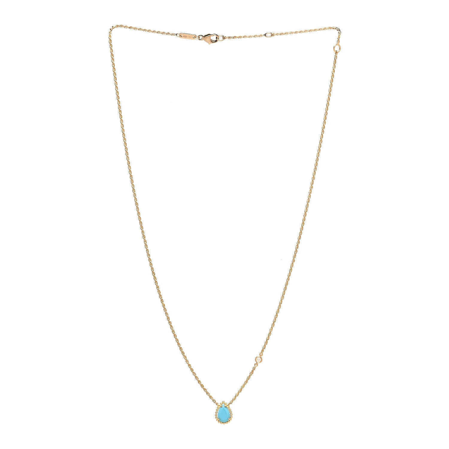 Boucheron 18K Yellow Gold Diamond Turquoise XS Serpent Boheme Necklace 2 of 5