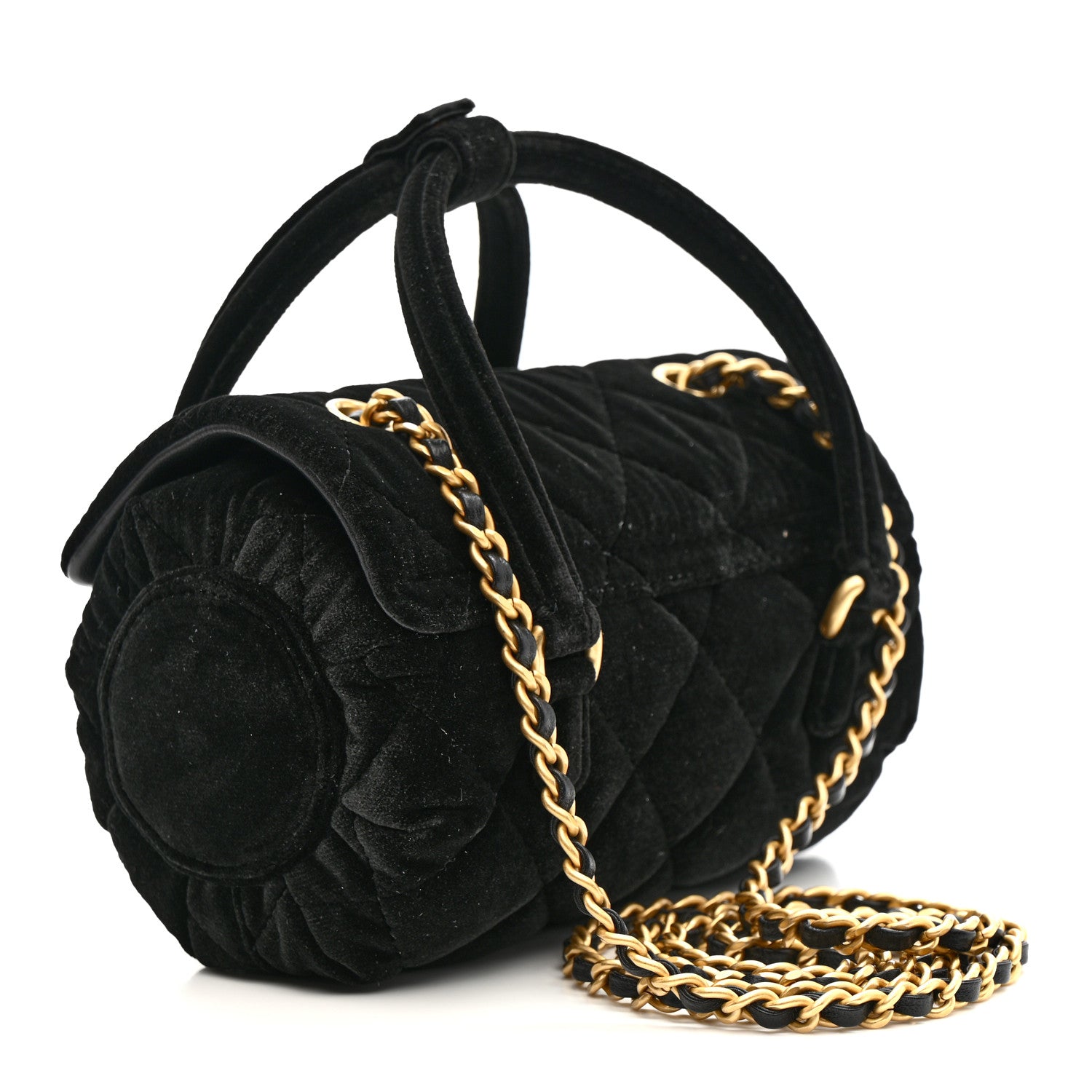 Chanel Velvet Quilted Mini Top Handle Flap Black 5 of 23