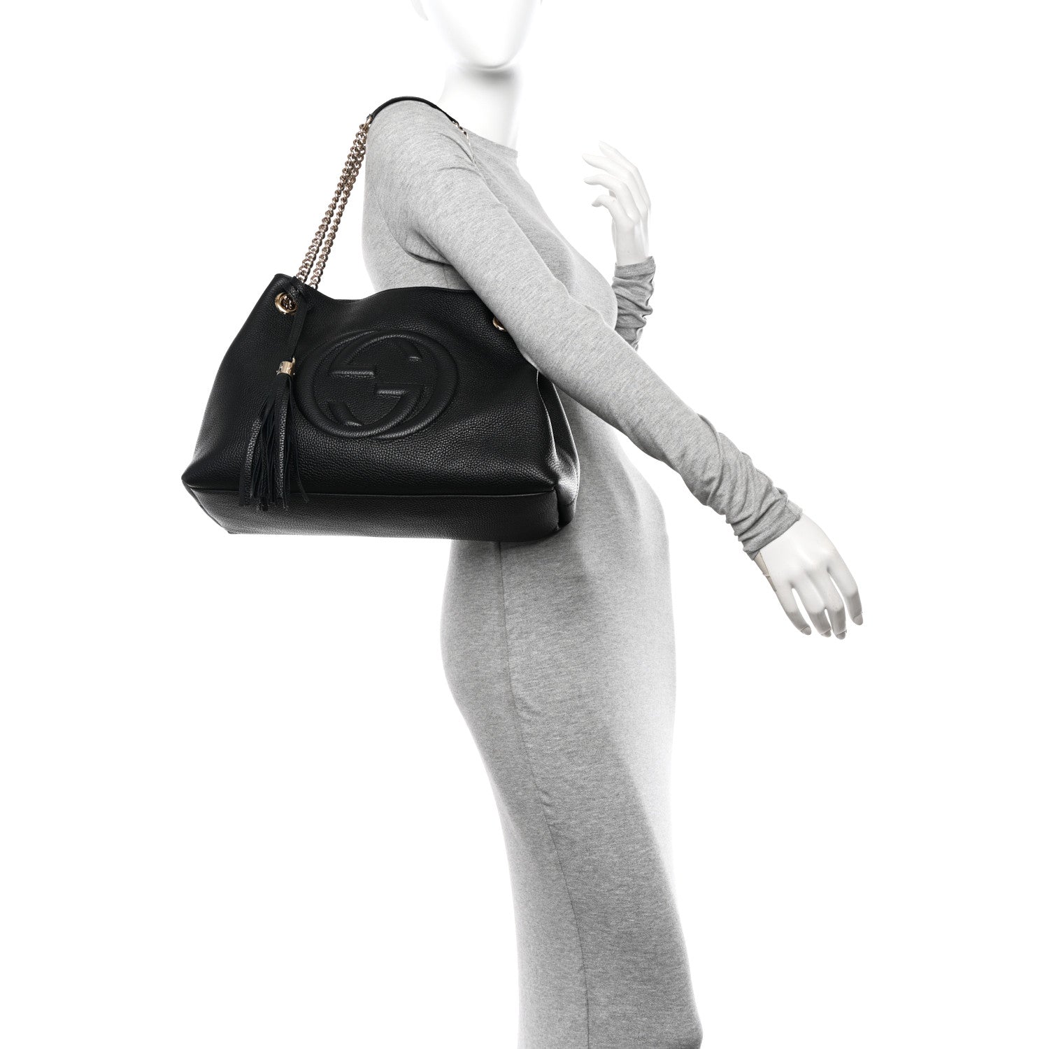 Gucci Pebbled Calfskin Medium Soho Chain Shoulder Bag Black 2 of 10