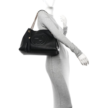 Gucci Pebbled Calfskin Medium Soho Chain Shoulder Bag Black 2 of 10
