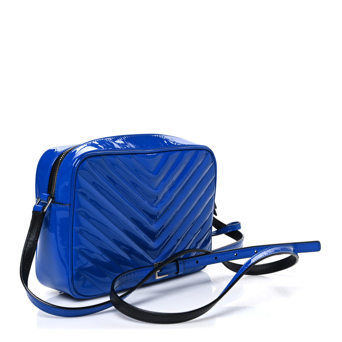 Patent Calfskin Matelasse Monogram Lou Camera Bag Royal Blue