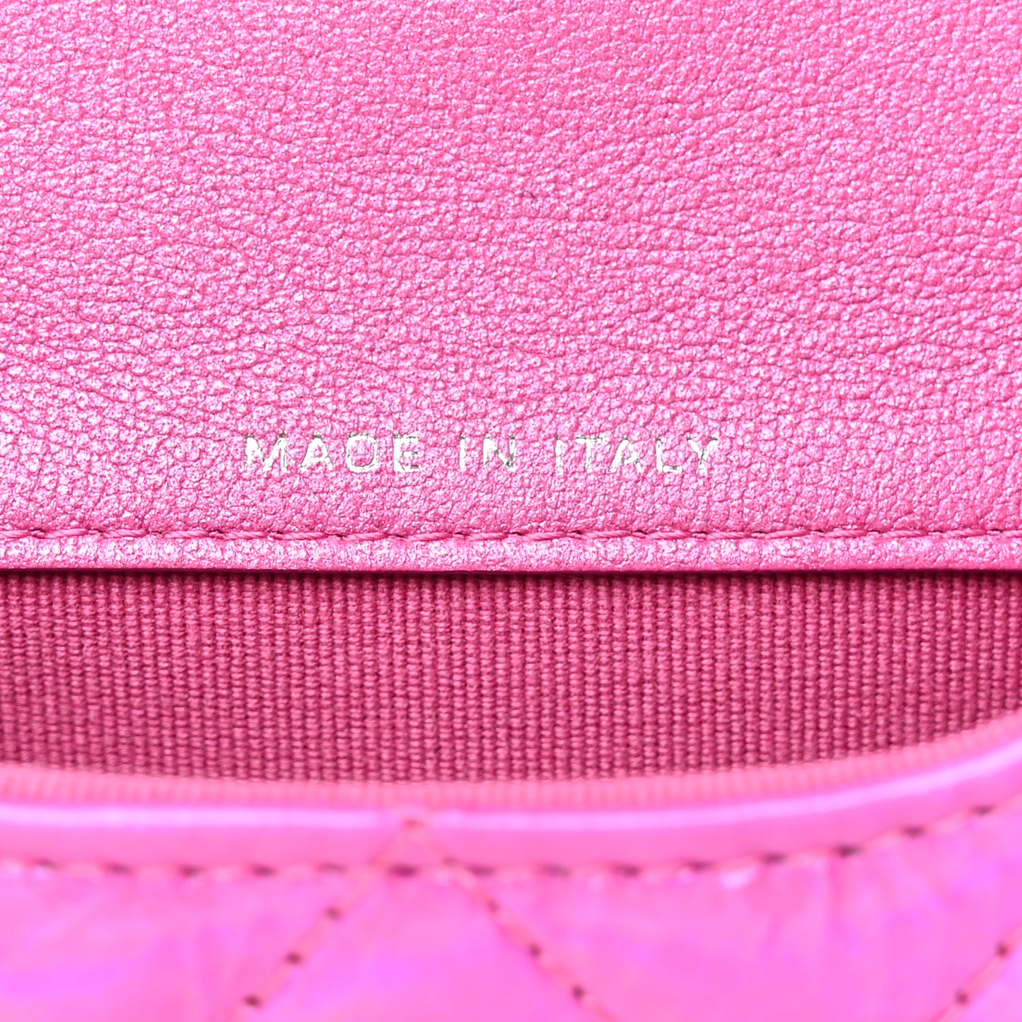 Patent Lambskin Quilted CC Hook Card Holder Pink