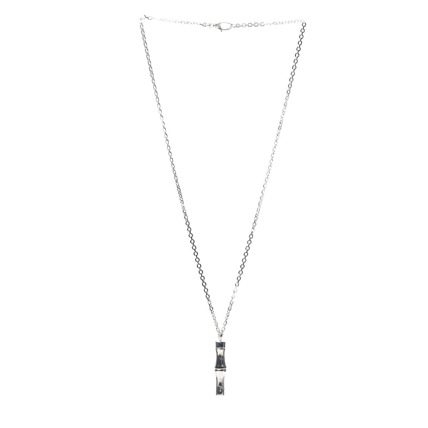 Gucci Sterling Silver Bamboo Pendant Necklace 3 of 4