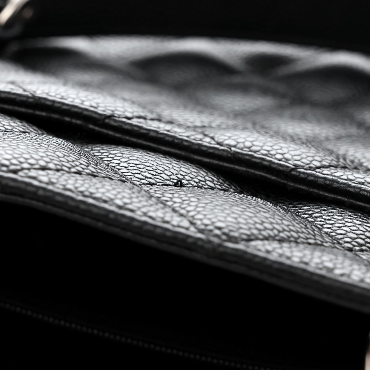 Caviar Quilted Grand Shopping Tote GST Black