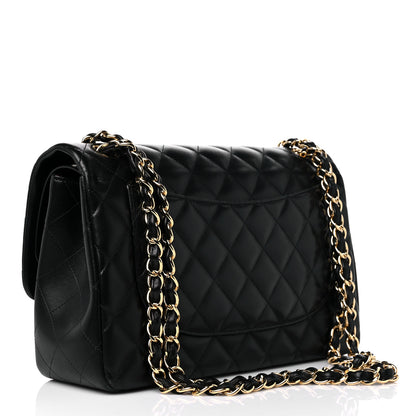 Chanel Lambskin Quilted Jumbo Double Flap Black 3 of 15