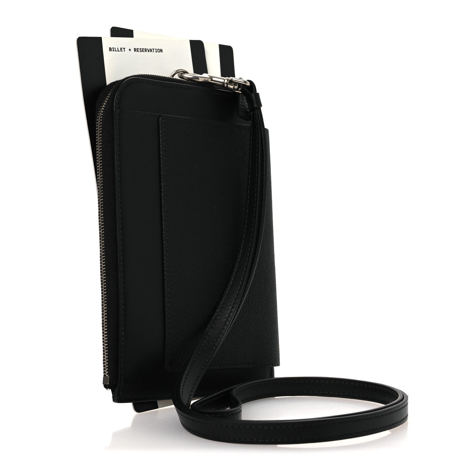 Balenciaga Textured Calfskin Passport Phone Holder Black 3 of 10