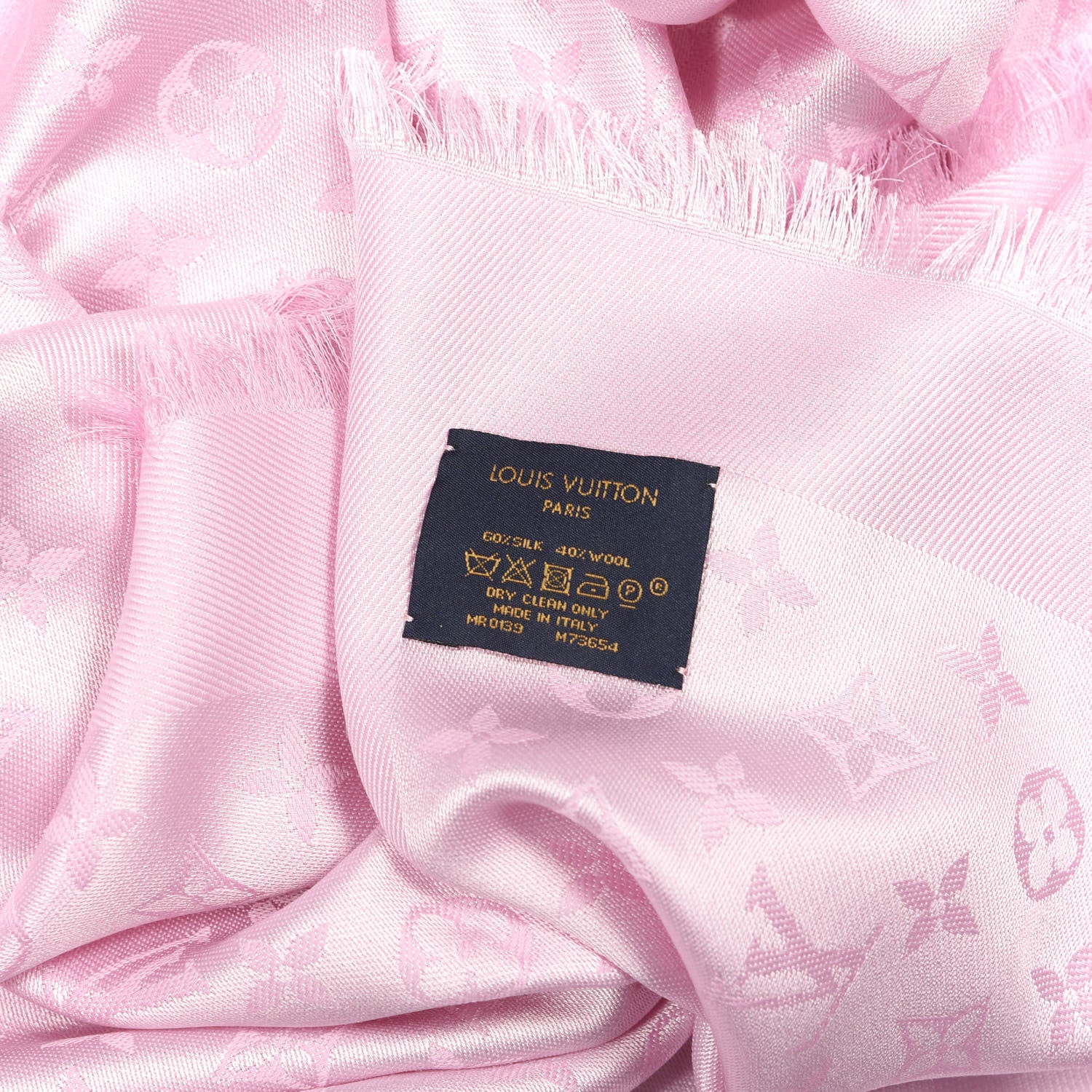 Louis Vuitton Silk Wool Monogram Shawl Velvet Rose 3 of 3