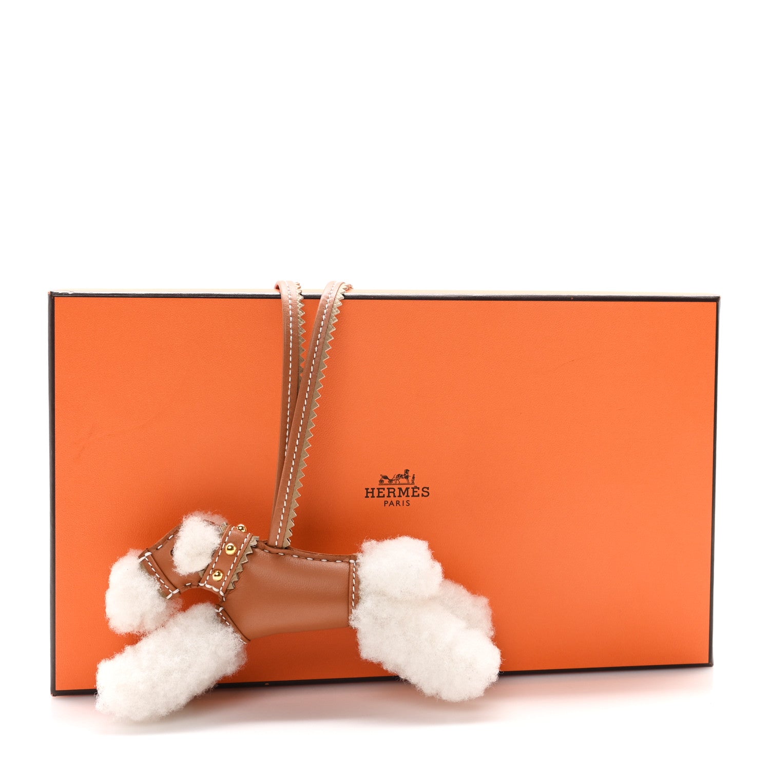 Hermes Milo Lambskin Epsom Shearling Budy Apic Charm Ecru Gold Poussiere 4 of 4