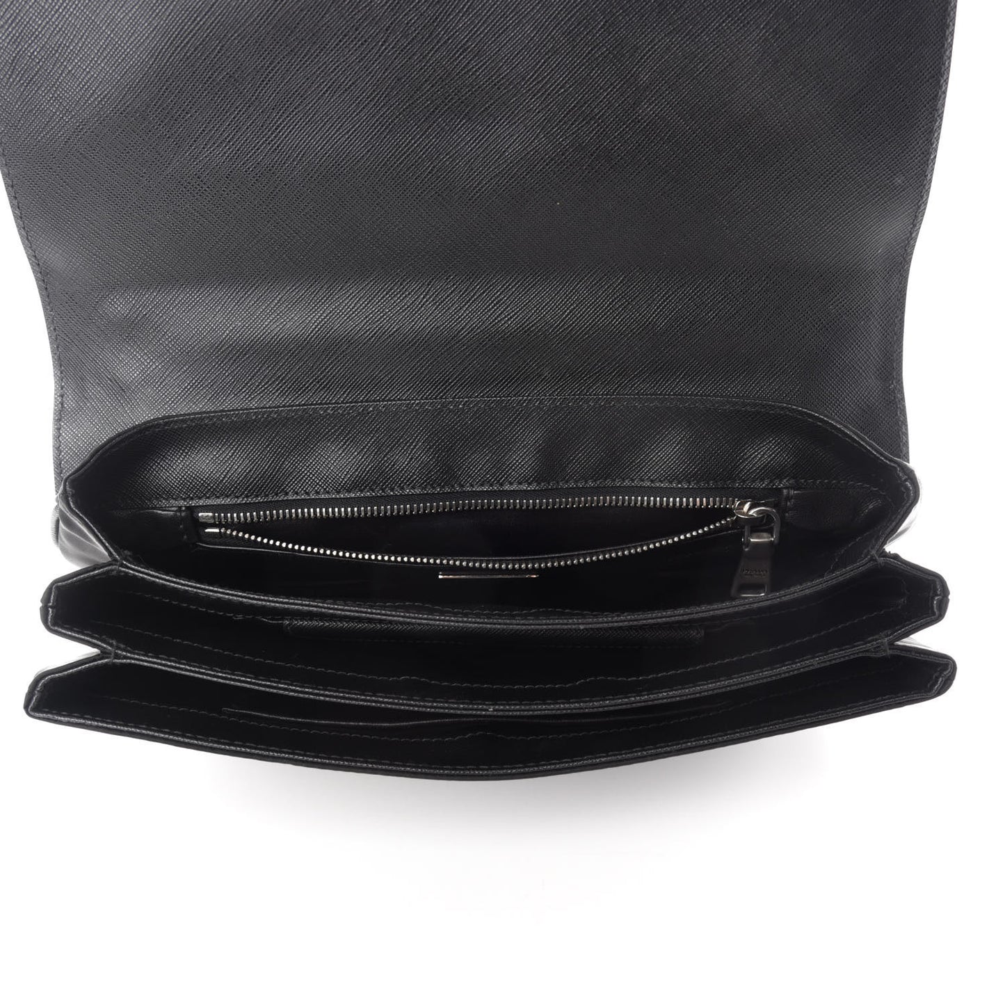 Saffiano Tessuto Nylon Chain Shoulder Bag Black