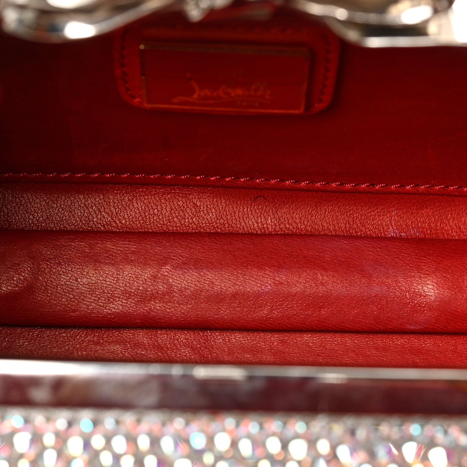 Christian Louboutin Crystal Strass Fiocco Box Clutch Silver 5 of 8