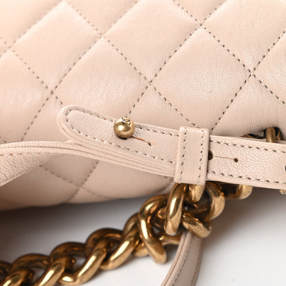 Chanel Shiny Sheepskin Quilted Large Trapezio Flap Beige 13 of 13