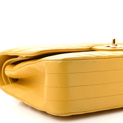 Chanel Lambskin Chevron Quilted Medium Double Flap Yellow 9 of 10