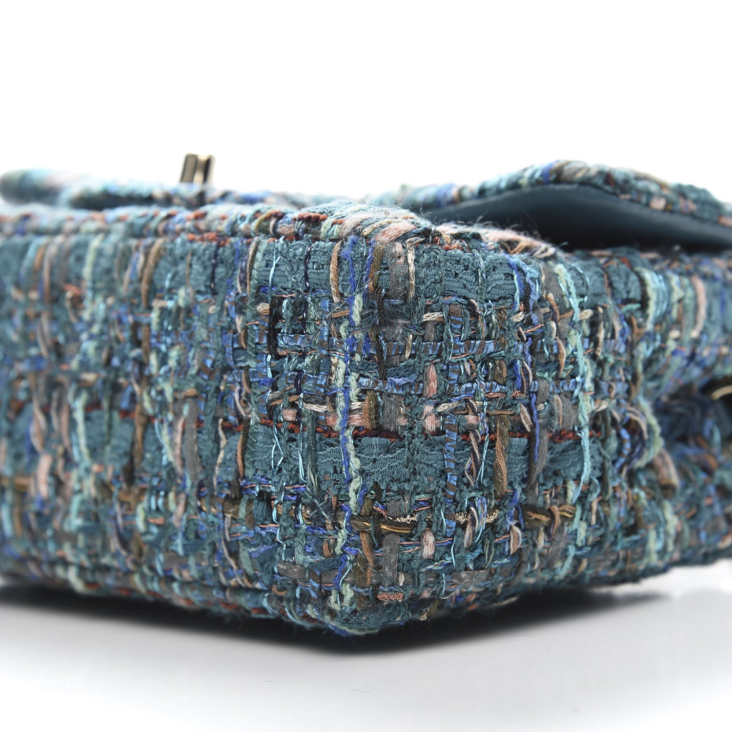 Chanel Tweed Quilted Egyptian Mini Rectangular Flap Turquoise 9 of 11