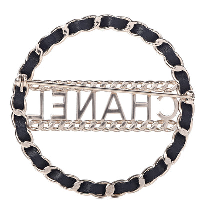 Chanel Lambskin Chain Logo Brooch Black Gold 3 of 5