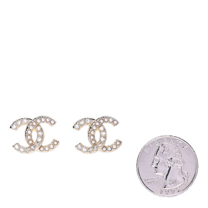 Chanel Crystal Pearl CC Earrings Gold 2 of 4